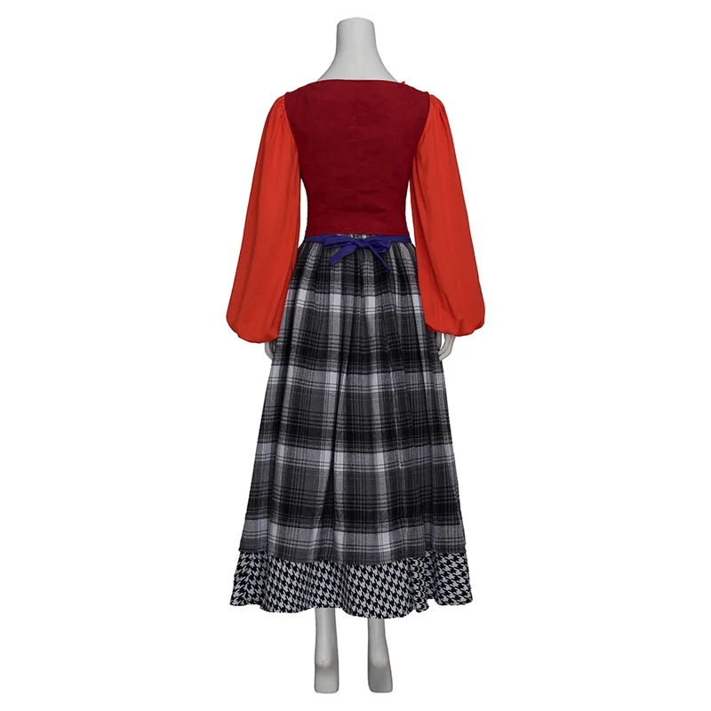 Mary Sanderson Cosplay Costume Red Plaid Dress Outfits For Adult Women Halloween Carnival Suit