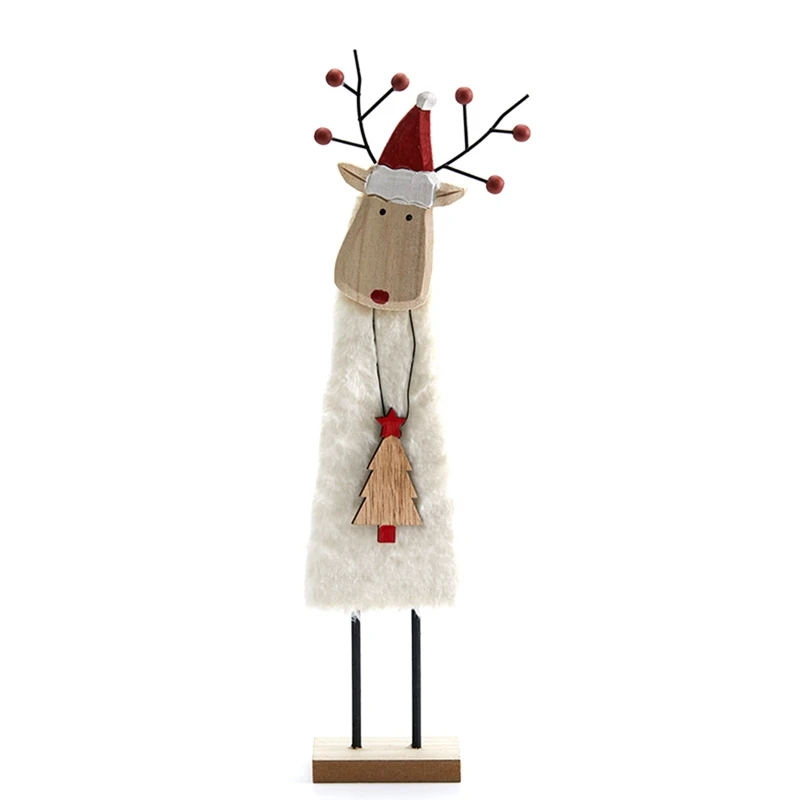 

New Nordic Christmas Wooden Wool Felt Decoration Christmas Elk Santa Claus Ornament Christmas Tree Desktop Decoration G