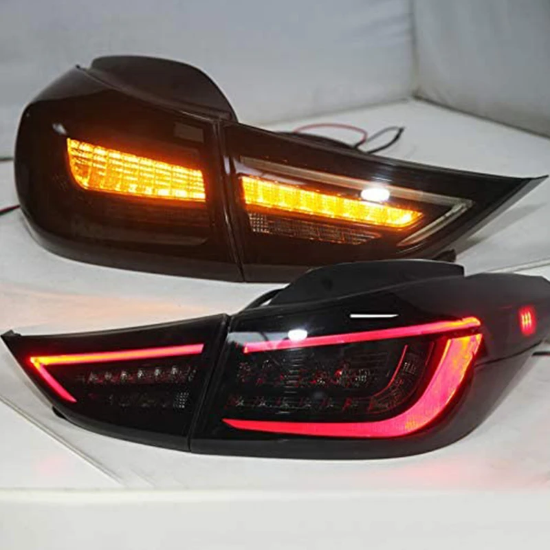 

For LED Tail Lamp Assy For Hyundai Avante i35 Elantra 2011-14 Year Smoke Black YZ Flowing Turning Light