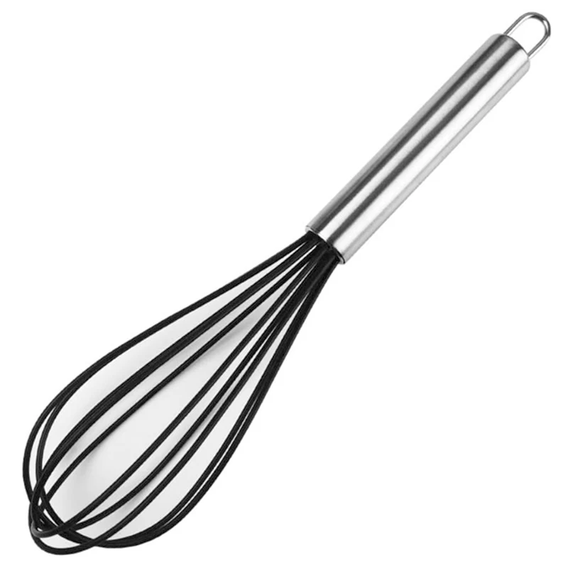 

Silicone Kitchen Whisk,10 Inch Silicone Whisk Egg Beater, Very Sturdy Kitchen Wire Balloon 600ºF Heat Resistant
