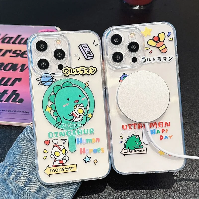 Магнитный чехол для телефона Cute Little Dinosaur Magsafe Samsung Galaxy S24 S23 S22 S21 S20 FE Plus Ultra 5G мягкий