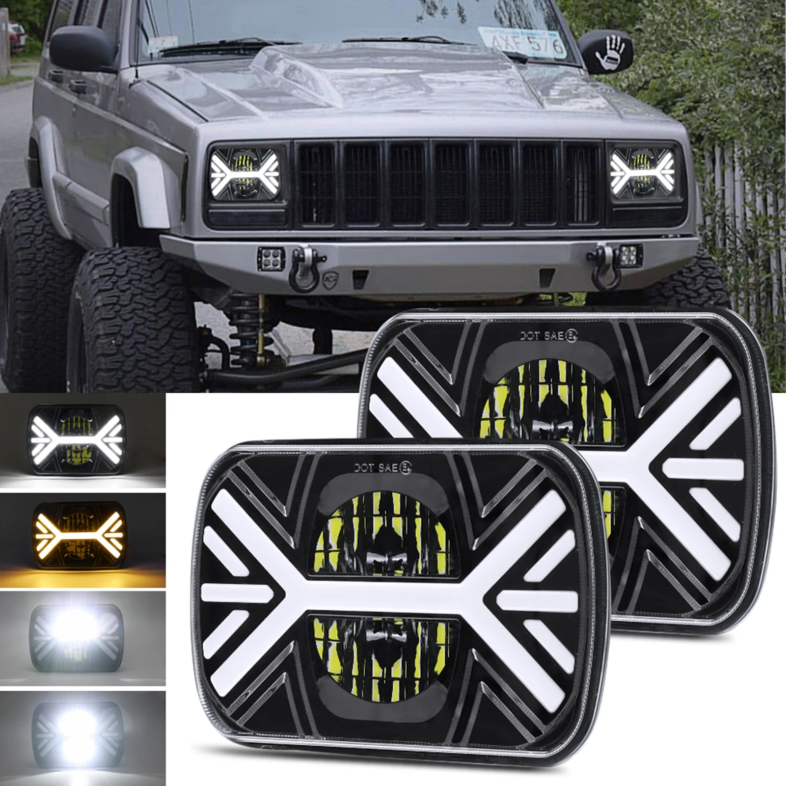 

Фары головного света для Jeep Wrangler Chevrolet Ford Chevy GMC, 2 упаковки, 7 дюймов, 5x7x6 дюймов