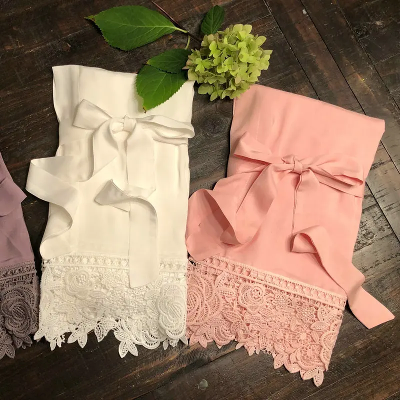 2021 New Bride Lace Robe Summer Soft Rayon Cotton Wear Bridal Robes Kid Robe Cheaper Women Night Dress