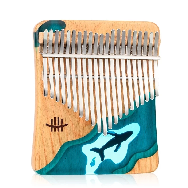 

Kalimba Thumb Finger Piano 21/17 Key With Key Accessories Solid Epoxy Resin Wood Mbira Ocean Dolphin Keyboard Musical Instrument