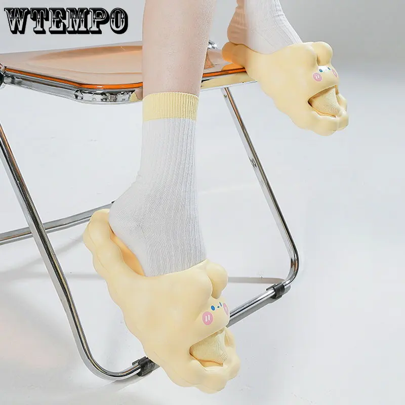 WTEMPO Cute Soft Thick Bottom Slippers Women'S Home Slide Ladies Shoes Fashion Solid Color Sandals Summer Flip Flops Wholesale