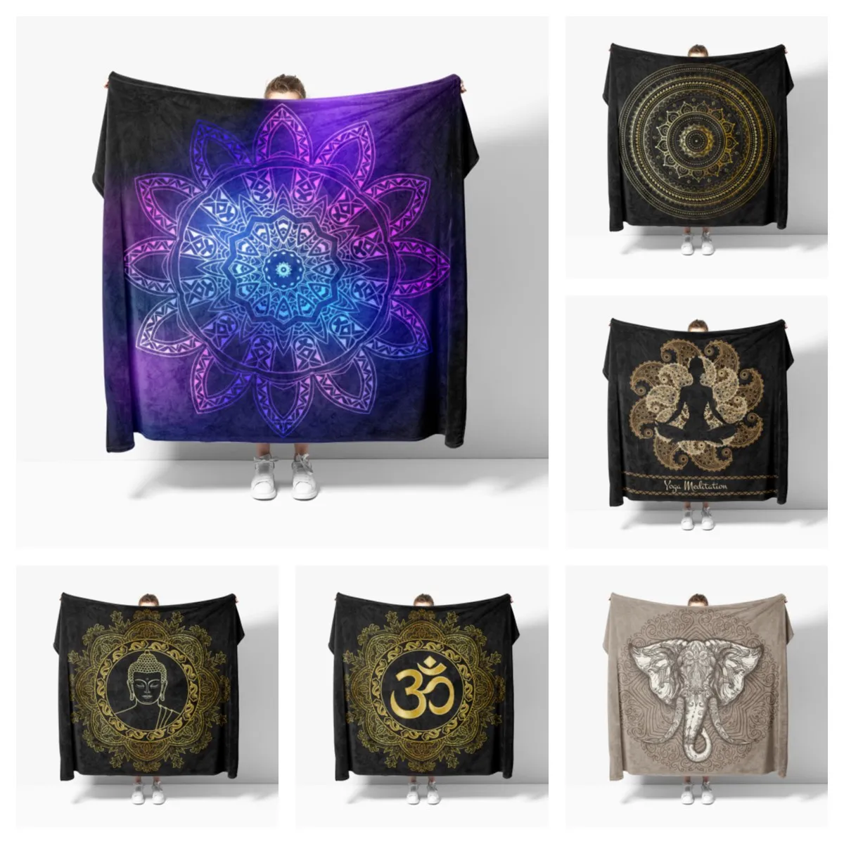 

Indian Mandala Soft Flannel Blanket Breathable Thermal Bedding & Travel Blanket Sofa Blanket Bed Blanket Customizable