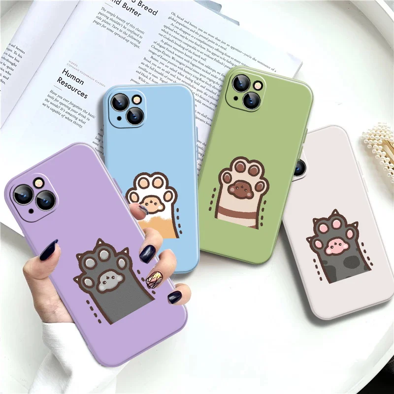

Cat Claw Phone Case For iPhone 13 12 11 Pro Max X XR XS Max 7 8 6 6s Plus 12 13 Mini 5 5S SE2020 Soft TPU Color Phone Back Cover