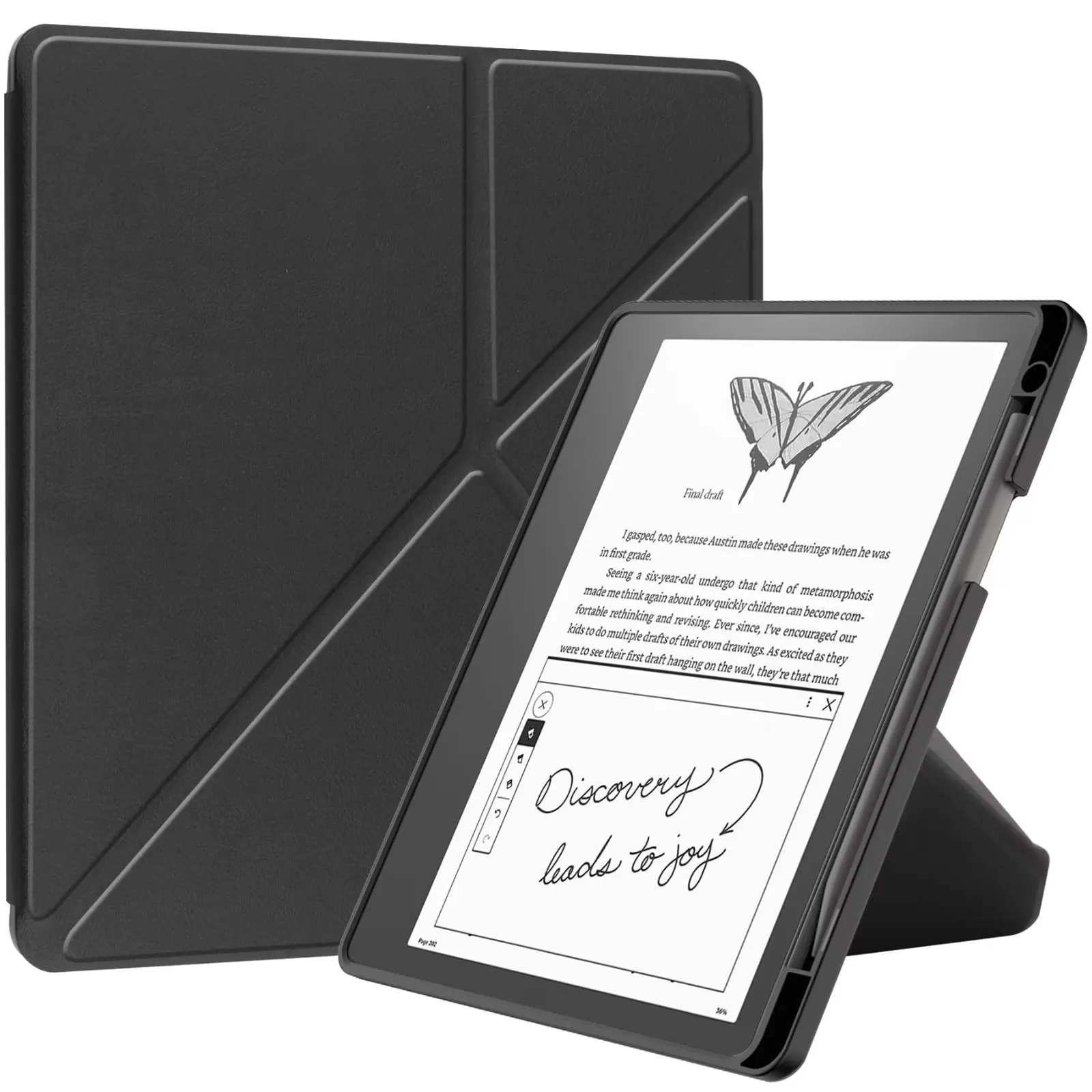 

Cover For Kindle Scribe 2022 10.2 inch Soft TPU PU Leather Case Multi-folding Stand Ultra Slim with Auto Sleep/Wake