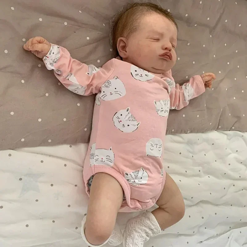 18inch Reborn Baby Doll Sleeping Girl Rosalie Real Looking Dolls 3D Skin with Visible Veins Muñecas Bebes