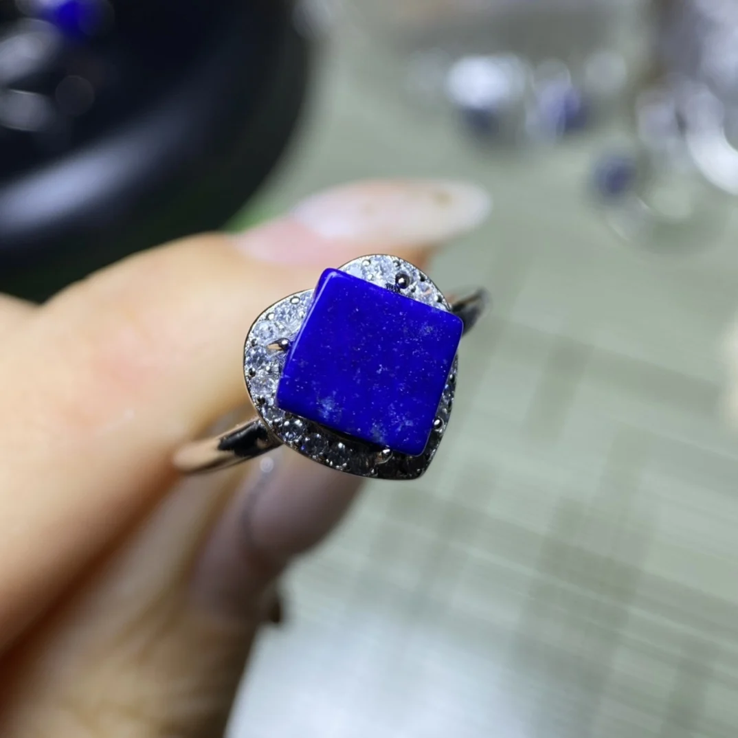 

Jewellery Jolleria de mujer Natural gemstones lapis lazuli setting rings S925 inlay joyeria fina aros de moda gift Finger loops