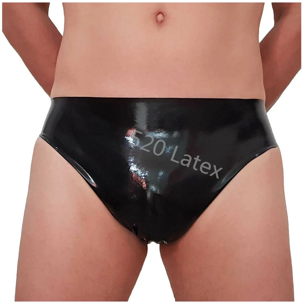 

Seamless Red / Black Latex Men's sexy Underwear brief with Unique Crotch style