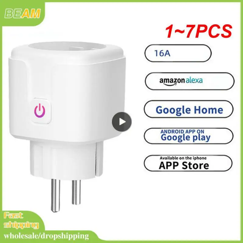 

1~7PCS Smart WiFi Plug Adaptor 16A Remote Voice Control Power Monitor Socket Outlet Timing Function work with Alexa Google Home