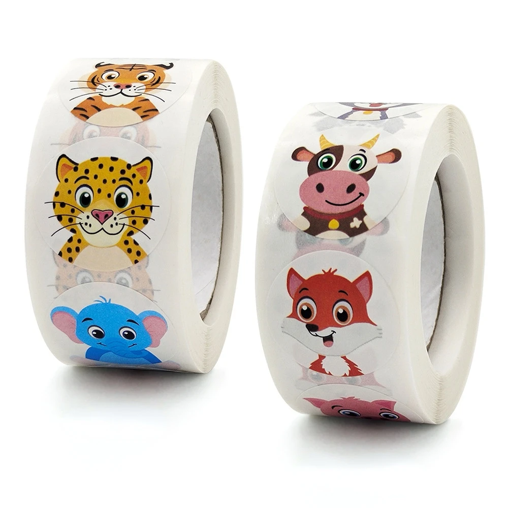 

500pcs Cartoon Animal Children Sticker Label Thank You Stickers Cute Toy Game Tag DIY Gift Sealing Label Decoration Supplies