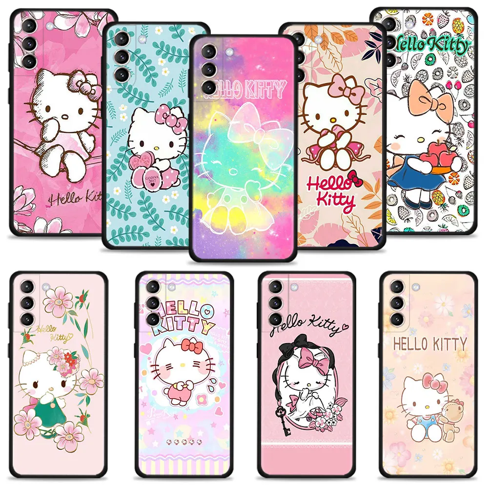 

Case For Samsung Galaxy S22 S21 S20 Ultra FE S10 S9 S8 Plus S10e Note 20Ultra 10Plus Shell Rainbow Color Green Plant Hello Kitty