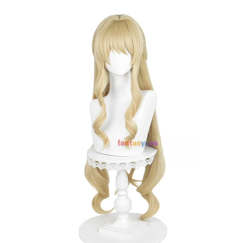 Парик для косплея Genshin Impact волнистый Фонтейн Navia длиной 95 см вьющийся льняной