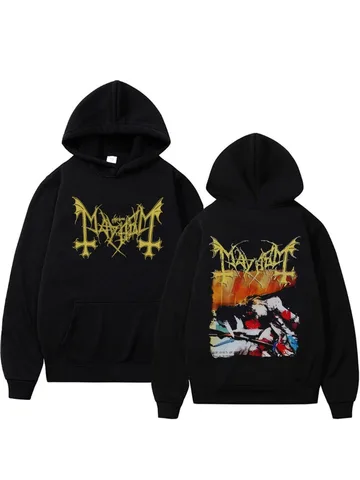Fashion Vintage Mayhem The Dawn of The Black Hearts Hoodie Men Women Rock Oversized Sportswear Male Death Black Metal Hoodies