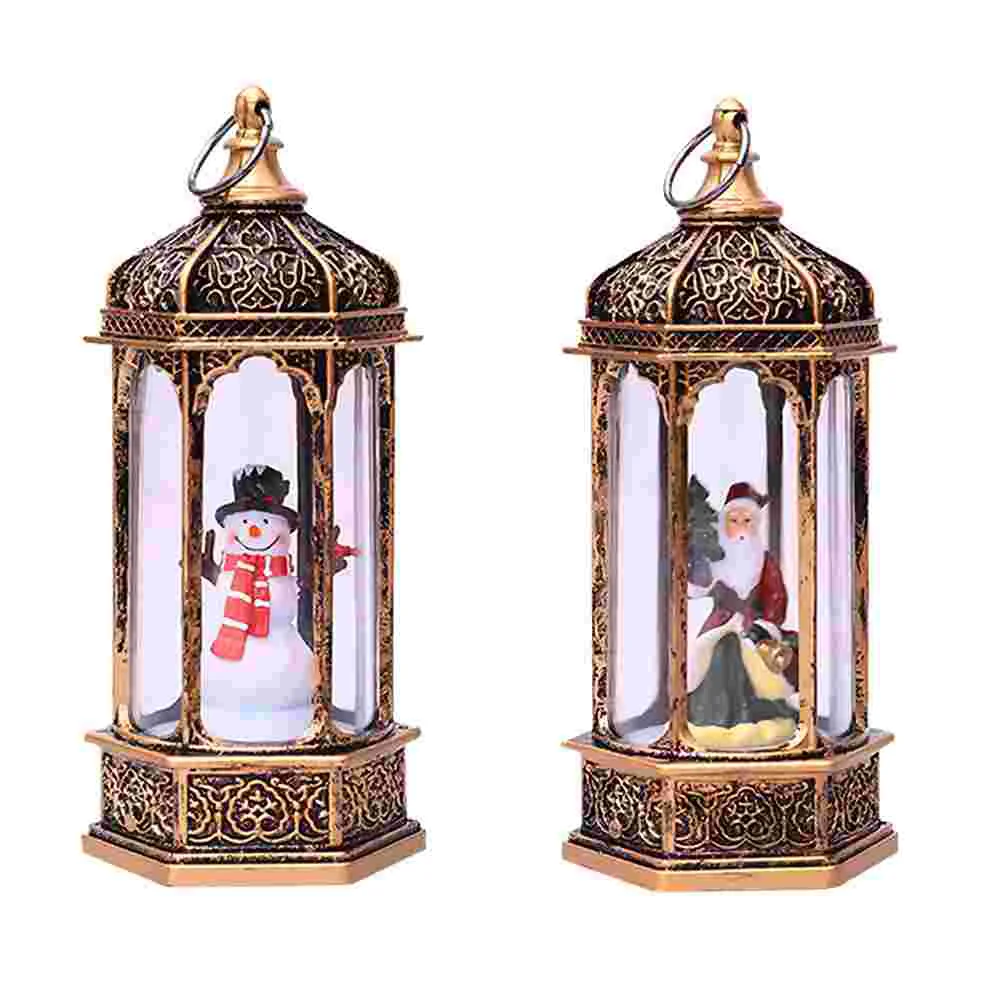 

2pcs Christmas Lantern Table Santa Snowman Night Lamp Xmas Holiday Home
