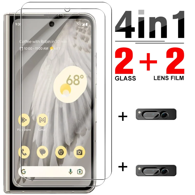 

4in1 Tempered Glass For Google Pixel Fold Screen Protector For Google Goo Gle Pixel Fold PixelFold 5G 7.6Inch camera lens Films