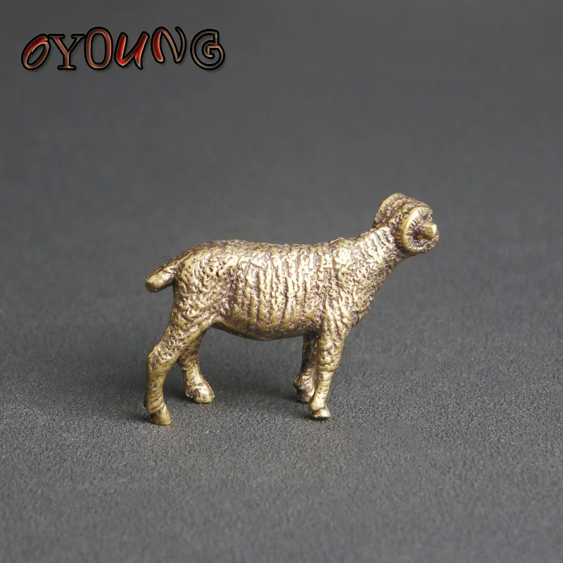 Винтажная медная коза овца украшения латунная модель животных чаепитие питомник настольный грузик домашние декоры аксессуар.
