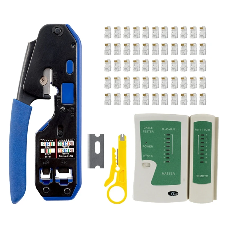 

1 SET Network Cable Tester RJ45 Crimp Tool Kit CAT5 CAT5E CAT6 Crimping Tool Kit RJ45 CAT6 Connector Plug Crimp Tool