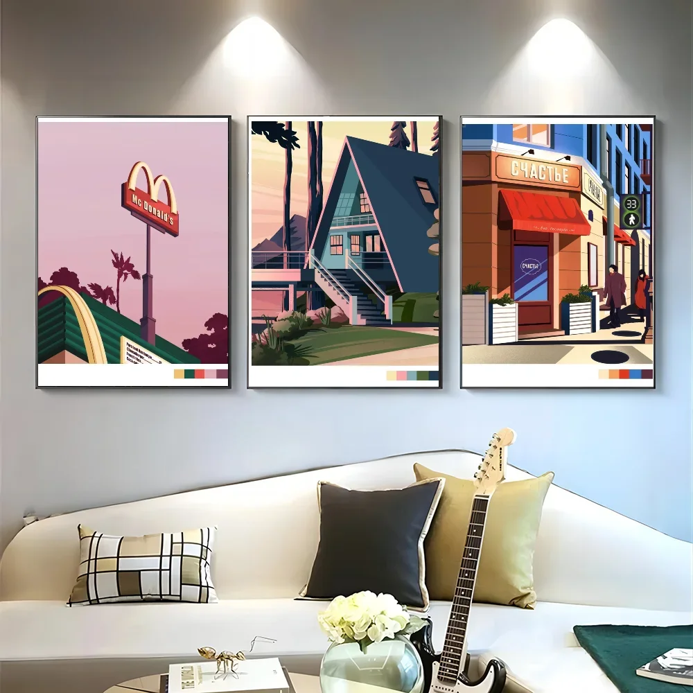 1 Шт. Ретро Иллюстрация Сцена Жизни Плакат Печать На Бумаге Для Дома Гостиной