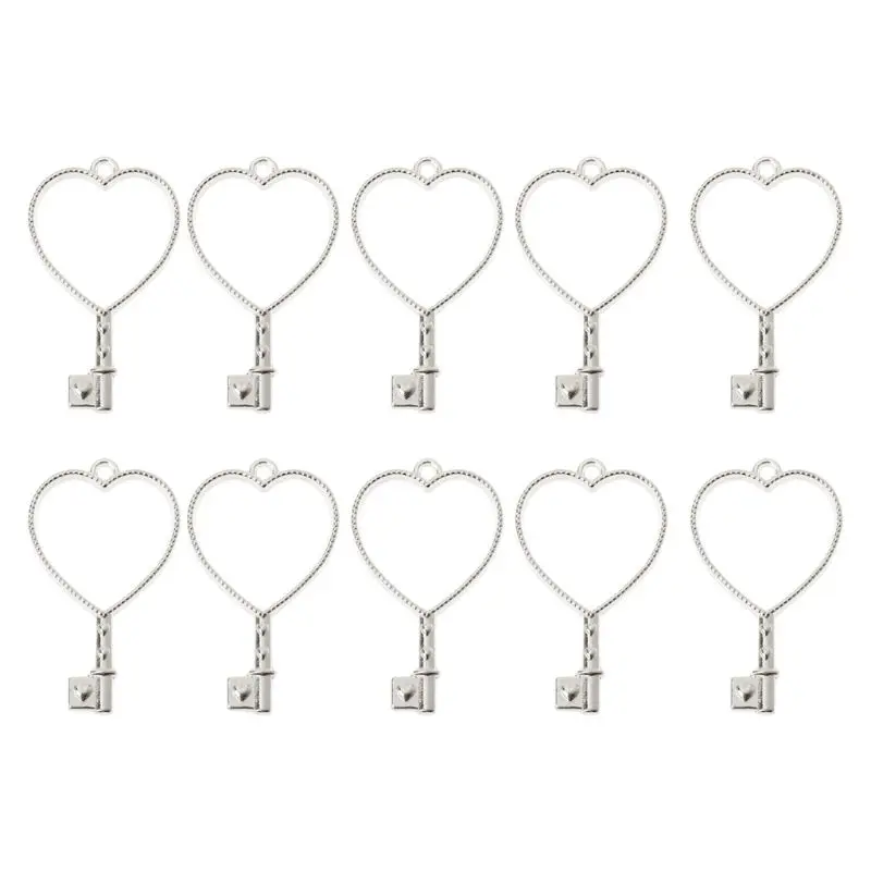 10x сердце для ключа подвеска с металлическим каркасом Подвеска из УФ-смолы пустой