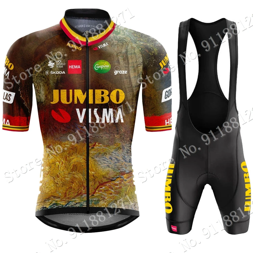 2022 Jumbo Visma France Team Cycling Clothing Jersey Set Short Sleeve Road Bike Shirts Bicycle Bib Shorts MTB Road Ropa
