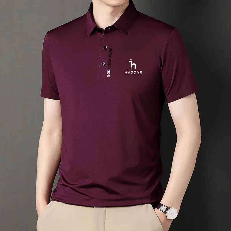2023 Men's Wear HAZZYS Golf Clothing Summer T Shirt Horse Solid Color Short Sleeve Casual Polo Business Sports