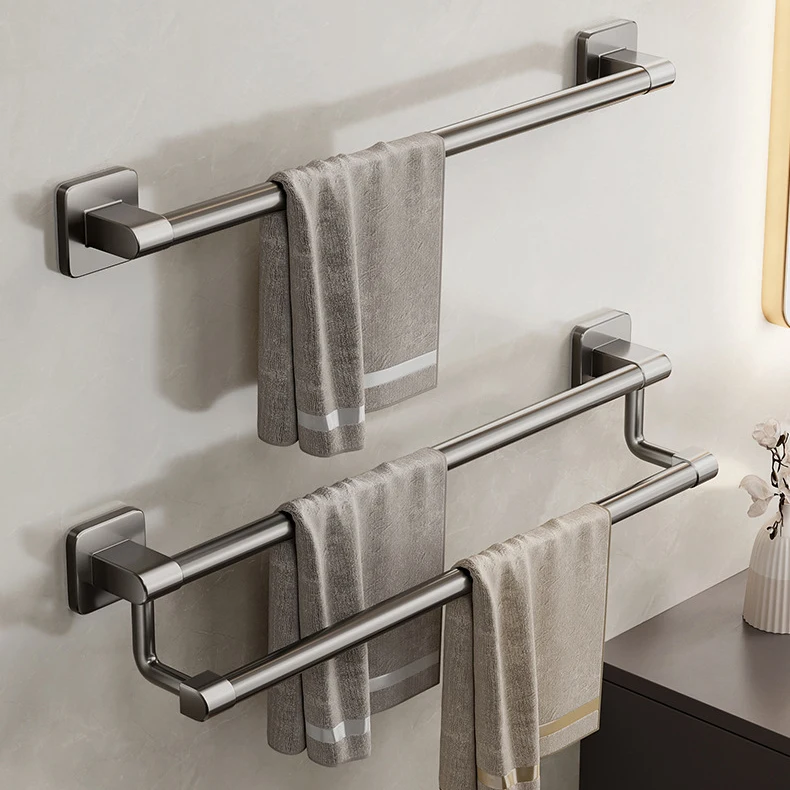

30-50 CM Multilayer Towel Rack Self-adhesive Fixation Towels Bar Wall Mounted Towel Hanger for Bathroom Shower Shelf Organizer