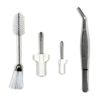 4pcs sewing machine service kit 2 different size screwdrivers double ended lint cleaning brush and tweezers repair tool