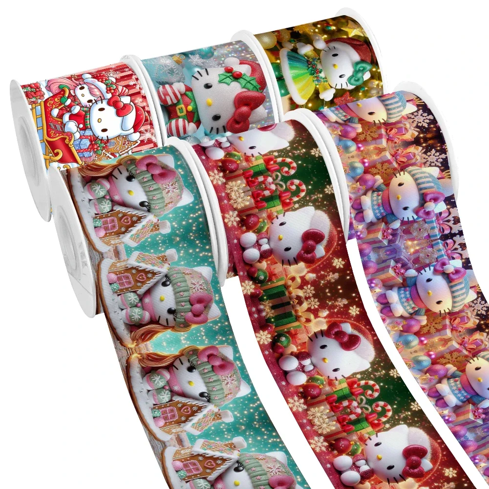 Рождественская атласная лента Sanrio Hello Kitty с принтом в репсовую ленту для