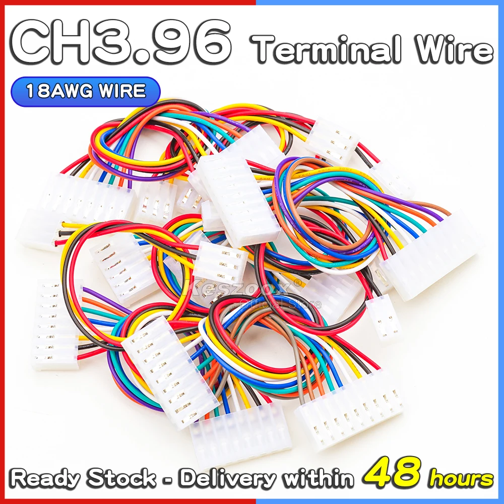 

Tcenofoxy JST CH3.96mm Wire Cable Connector 2/3/4/5/6/7/8/9Pin 10/20/30/50/40/80/100cm Length Male Female Socket Terminal 18AWG