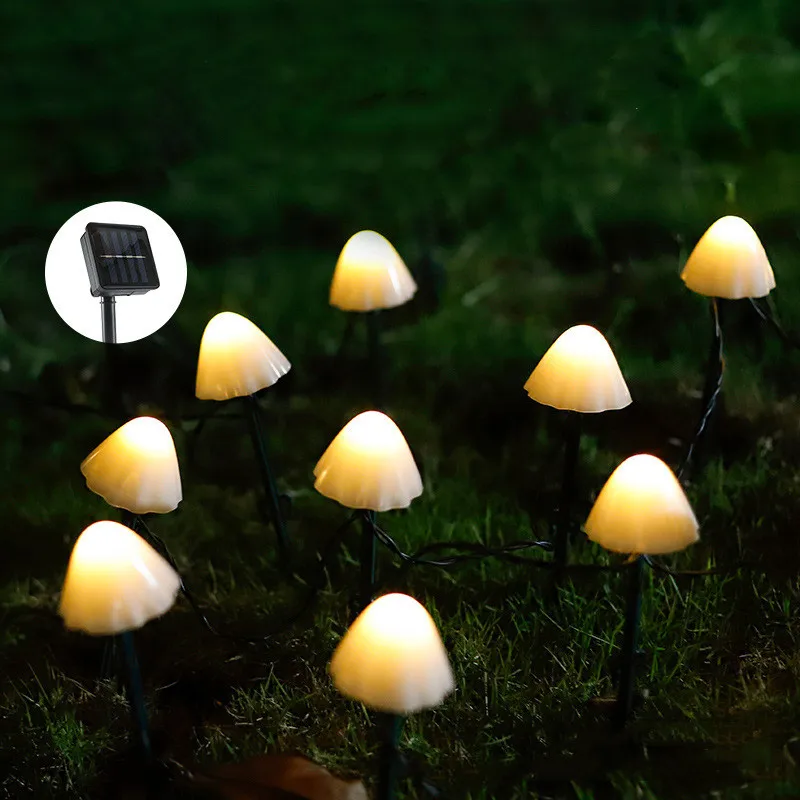 

LED Solar String Light Outdoor Waterproof Mushroom Lights Fairy Light Garland for Garden Patio Pathway Landscape Decoration