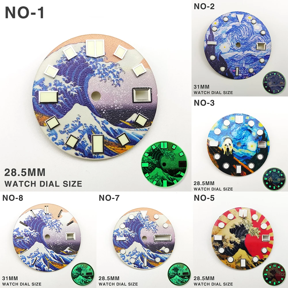 

28.5MM modified accessories Kanagawa luminous literal substitute skx007 watch dial suitable for NH35/4R movement