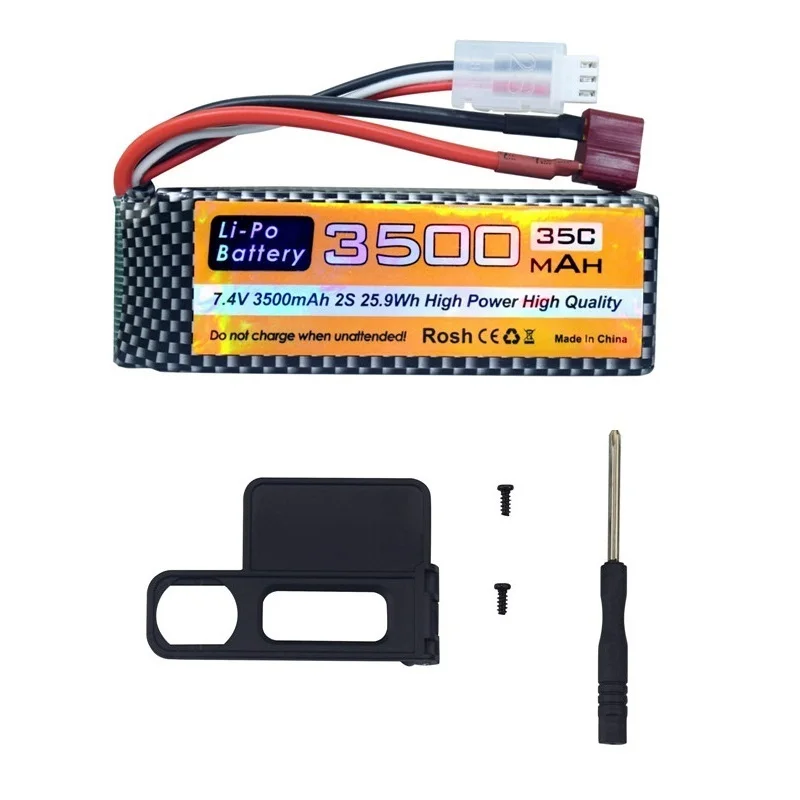 Фото Аккумулятор LiPo 2S 35C 3500 мАч 7.4В для MJX Hyper Go H16P H16E H16GT H16BM H16PL 14301 14302 14209 14210 с T-образным разъемом №1