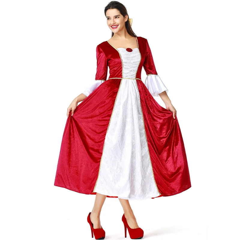 

Women Red White Medieval Renaissance Victorian Dress Princess Queen Costume Medieval Renaissance Costumes Ball Gowns Dresses