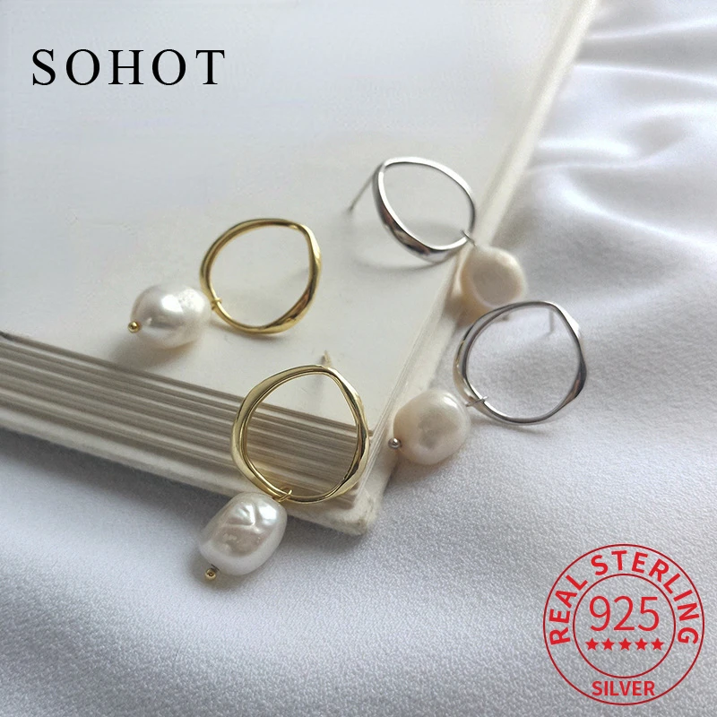 

Серьги-подвески женские круглые из серебра 925 пробы с жемчугом в стиле барокко