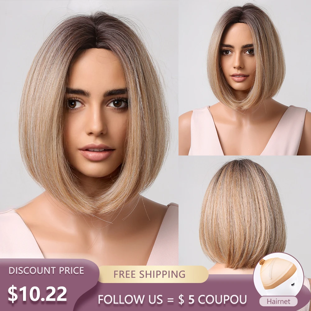 Парики синтетические короткие прямые с эффектом омбре для женщин парики средней