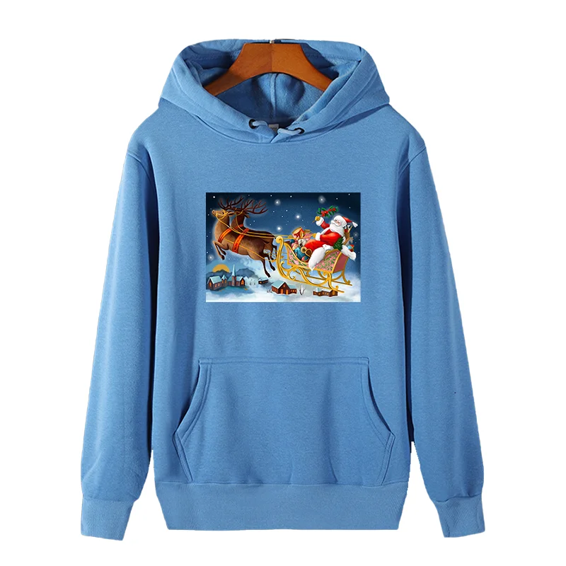 Santa Claus gives New Year presents graphic Hooded sweatshirts winter thick sweater fleece essentials hoodie Man sweatshirts