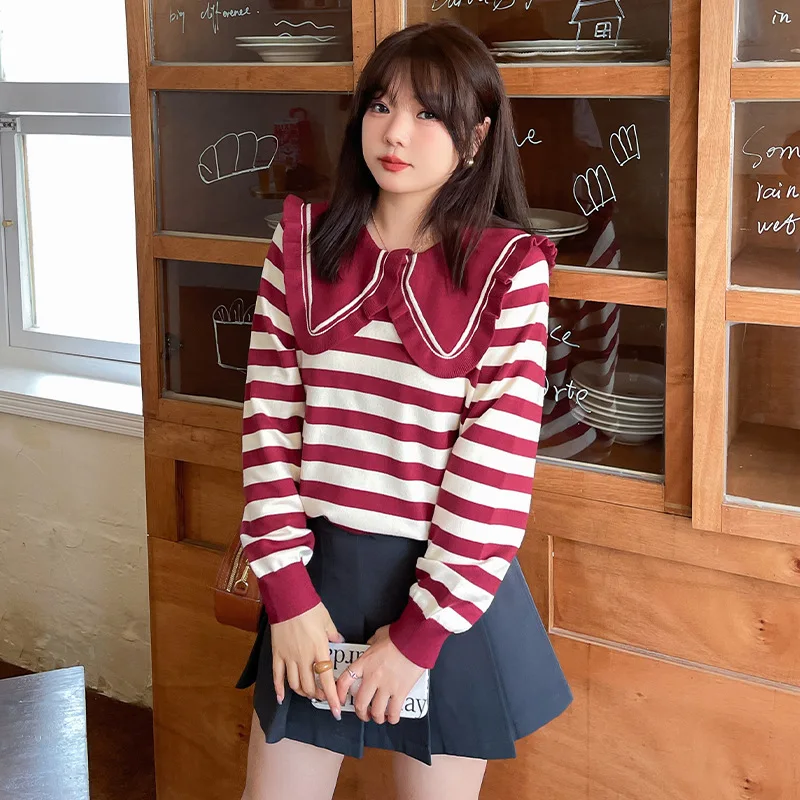 

New Autumn and Winter Women Sweater Pullover Woman Top Sweater Slim with Stripe Warm Knitwear Loose Fashion Casual Lady Sweaters