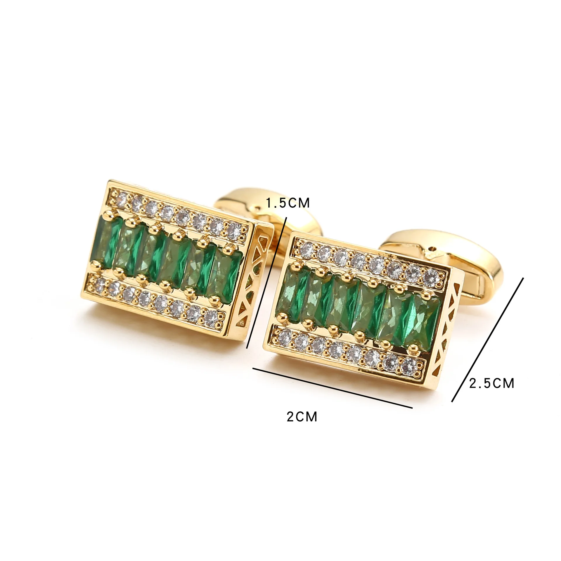 

French Crystal Zircon Cufflinks Rectangular Green Fashion Luxury Men's Dress Shirt Cuffs Accessories Gifts Men Wedding