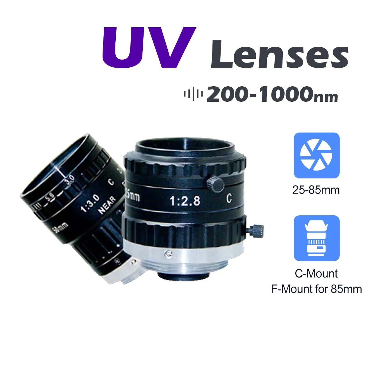 

Vision Datum High Resolution 200-1000nm spectral range C Mount manual iris camera lens UV Lenses for security monitoring