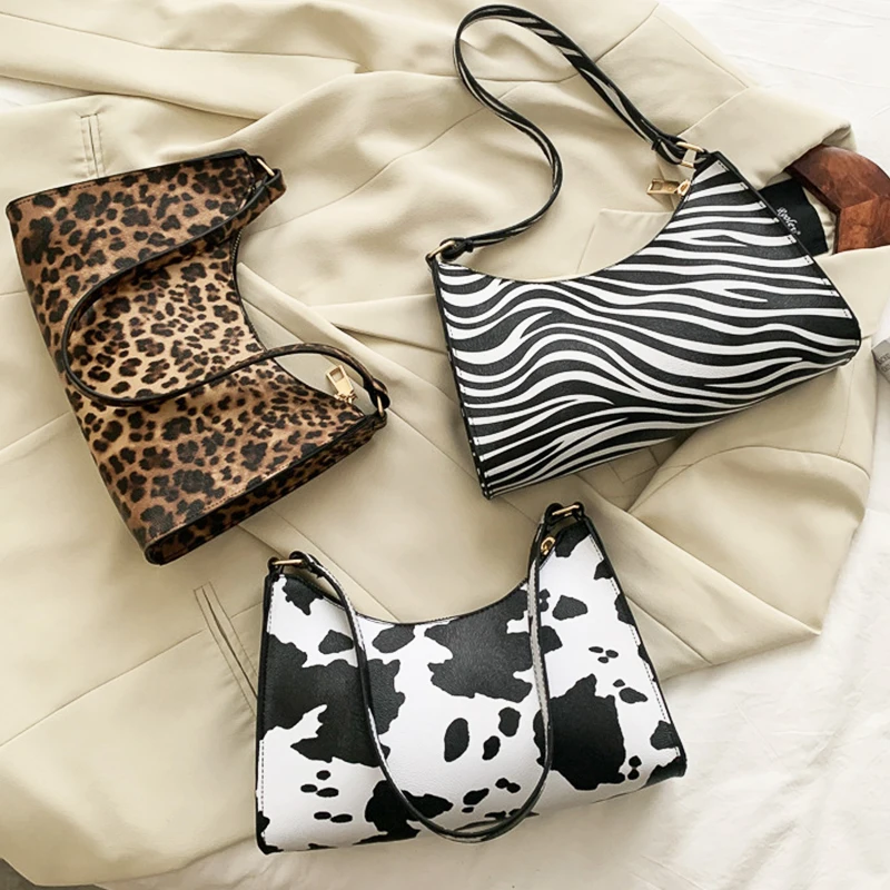 

Zebra Leopard Pattern Women Underarm Handbags PU Leather Small Lady Daily Messenger Purses New Girls Shoulder Crossbody Bags