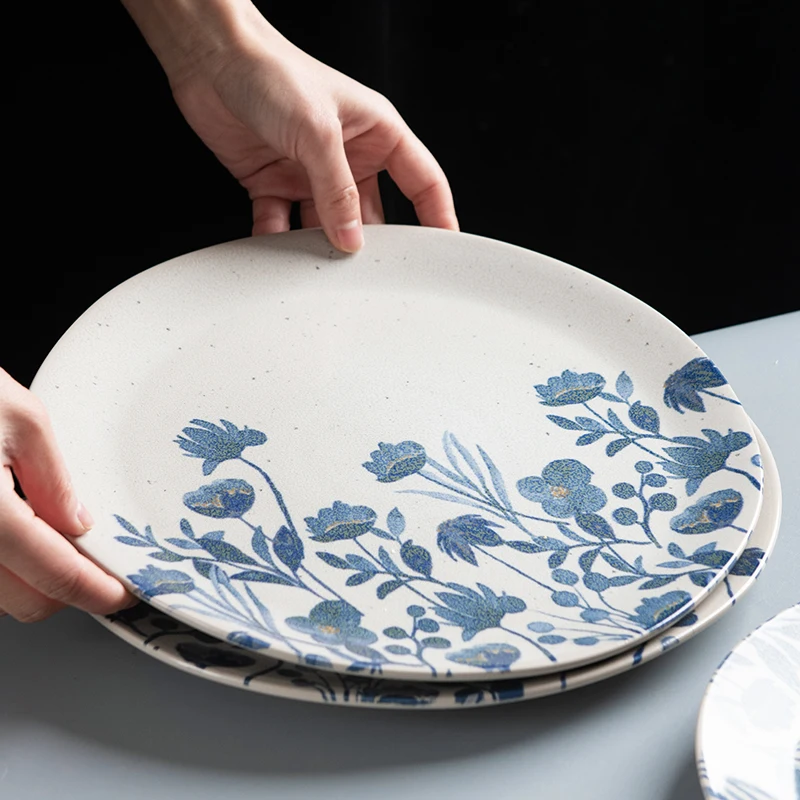 

Hand-painted blue and white plates, large Western dishes, Japanese dishes, home dishes, exquisite breakfast plates