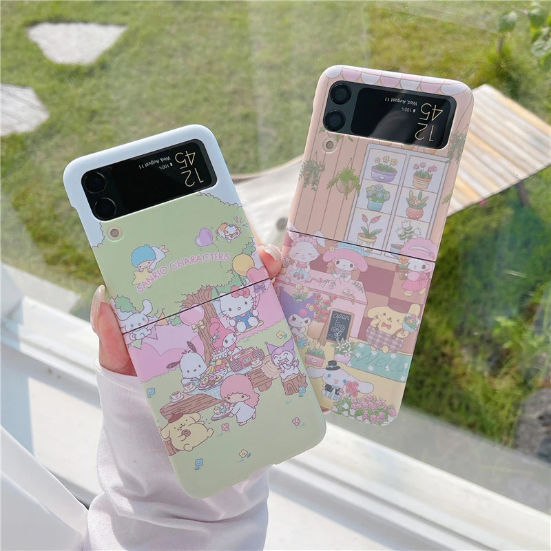 

Sanrio мультфильм галактика Z Flip3.4 Hello Kitty моя мелодия Коричный луч оболочка складной экран окрашенный чехол для телефона