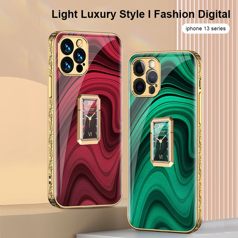 

GKK Оригинальный чехол из закаленного стекла с прямыми краями для IPhone 13 Pro Max, Роскошный чехол с рамкой для телефона IPhone 13 Pro Max