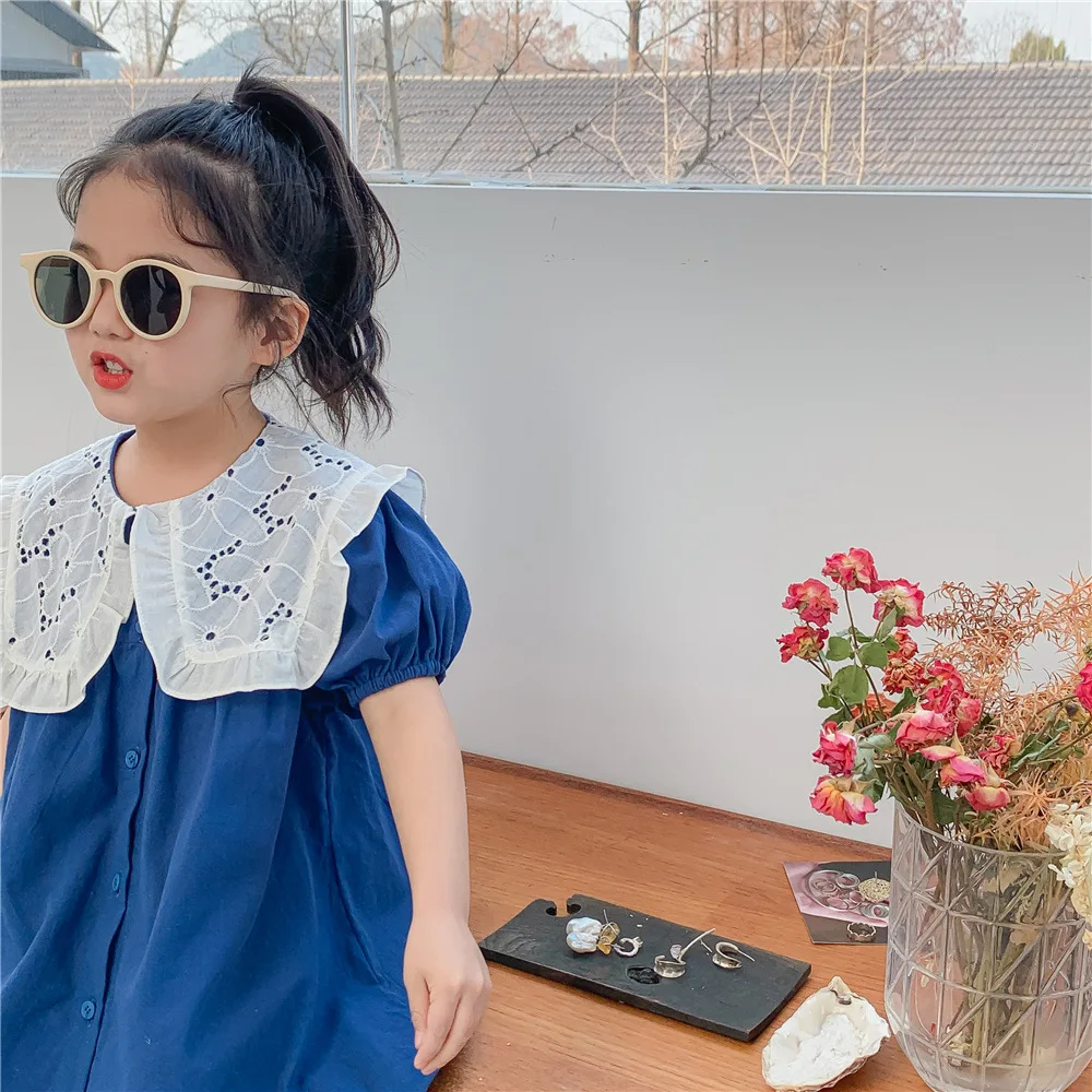 

Girls' Skirts 2022 Summer New Korean Dress, Children's Short Sleeved Linen Skirt, Thin Princess Skirt.