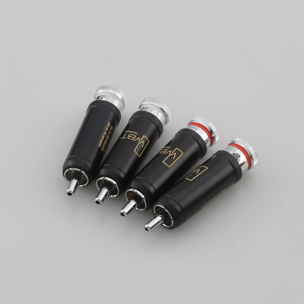 4pcs HIFI 0102AG Rhodium Plated rca plug for audio signal cable rca connector audio terminal RCA head