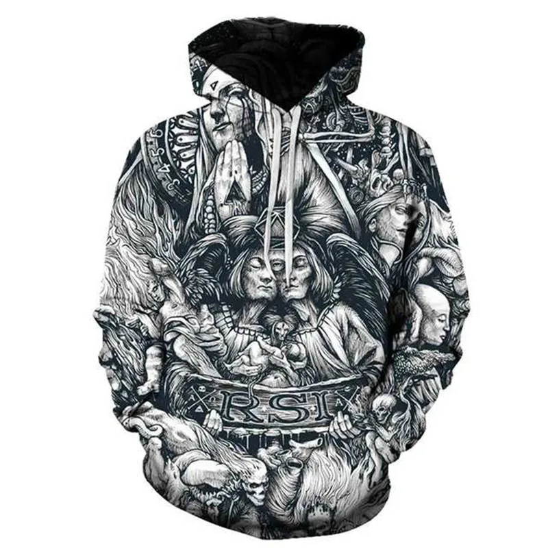 

Осенне-зимний мужской свитер с капюшоном, классная повседневная спортивная куртка с 3D-принтом черепа, модный уличный пуловер большого размера, модель y2k