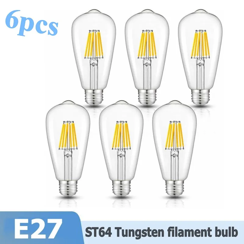 Светодиодсветодиодный лампы Эдисона ST64 E27 B22 110 В 220 4 Вт 6 8 12 20 2700 к 360 градусов шт. -